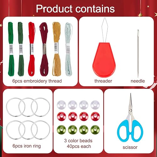 Miniatura 3 de INFUNLY Juego de 6 atrapasueños para bricolaje, kit de atrapasueños de Navidad, boho, hecho a mano, adornos para árbol de Navidad, colgante, espejo