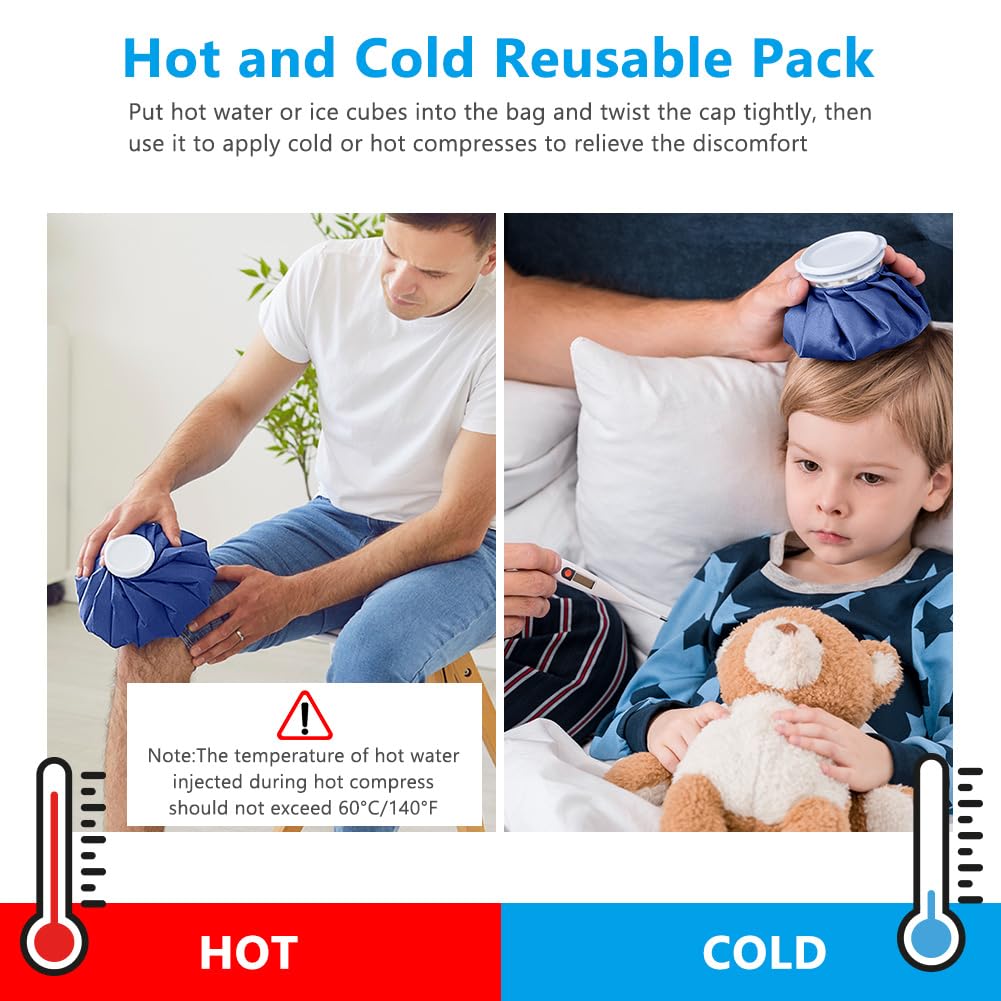 AOOWU Bolsa de Hielo Reutilizable, Bolsa de Hielo, Bolsa de Hielo de Emergencia en Frío y Calor para Lesiones, Terapia Caliente y Fría y Alivio Del Dolor, Hinchazón (13 cm)
