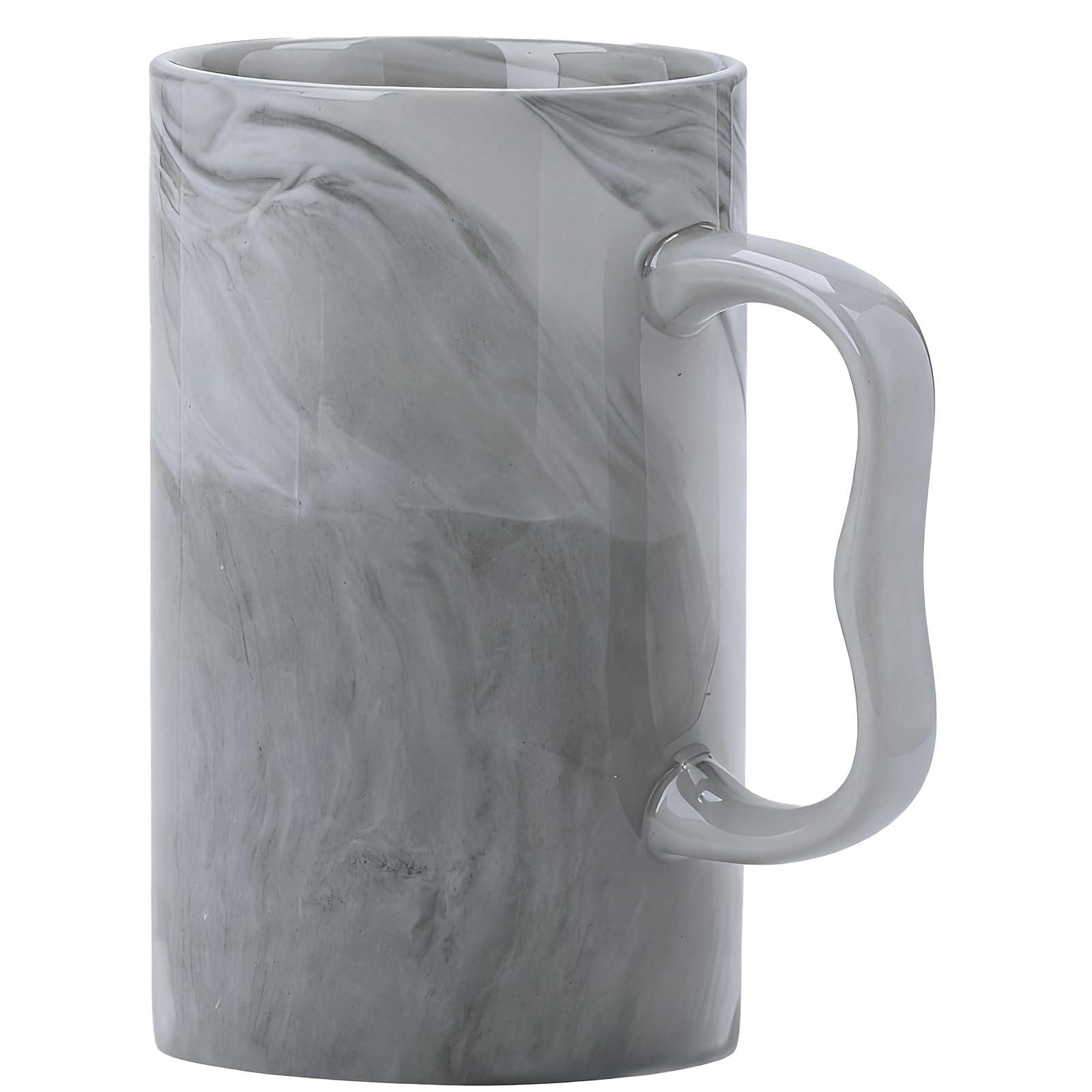 NBABSR 20 oz Large Marble Coffee Mug,Tall Tea Cups with M Handle Marble Ceramic Cup for Latte, Hot Tea, Cappuccino, Milk, Cocoa, Microwave & Dishwasher Safe for Dad Men and Women,Grey
