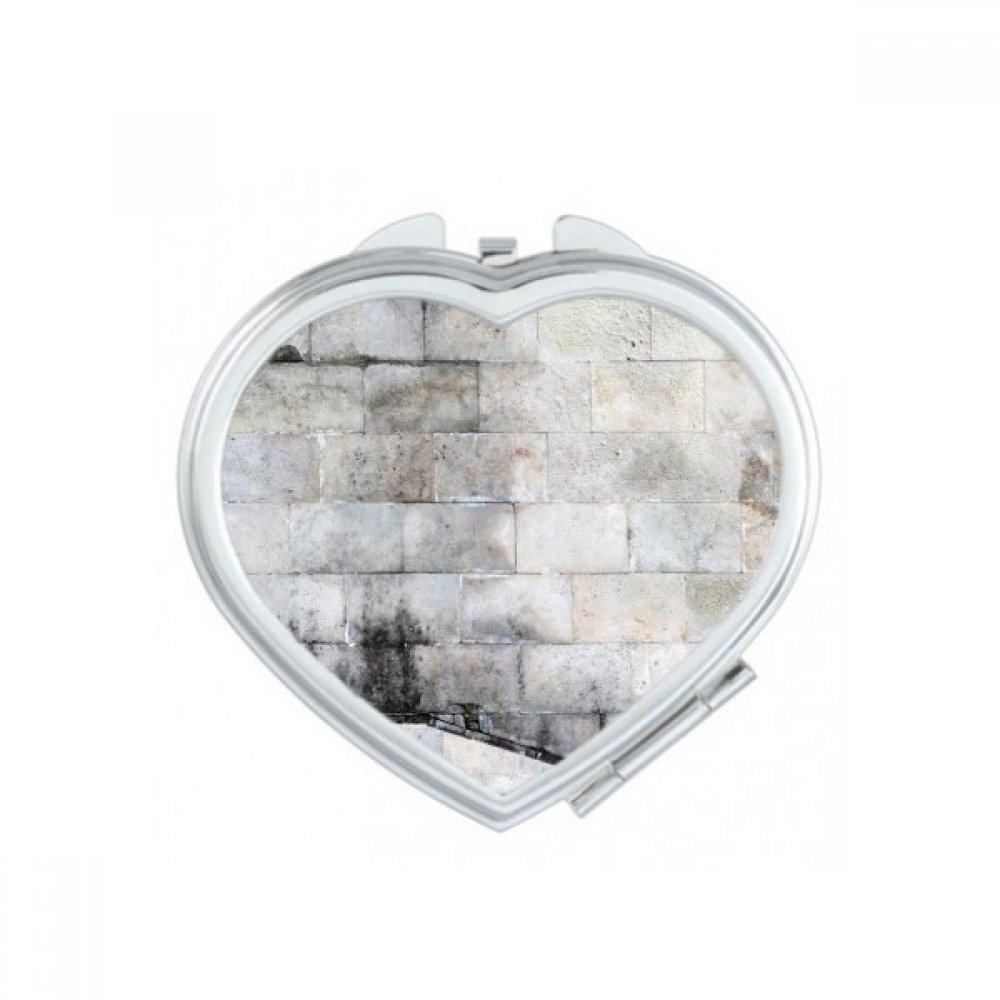 Miroir compact à la main moderne motif brique noir et blanc