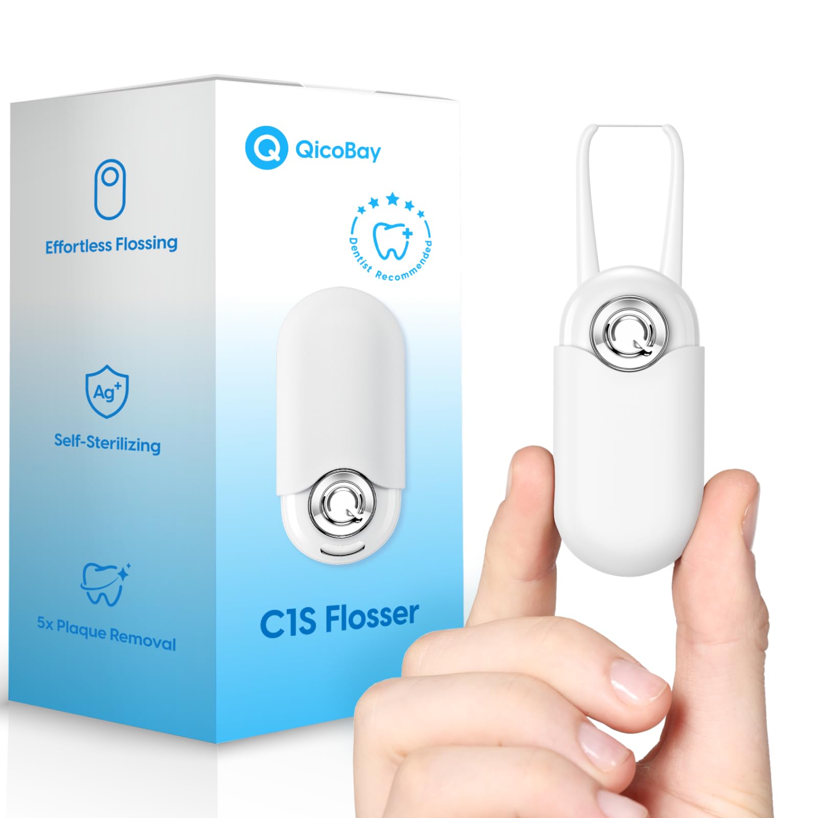 UpFlosser C1S Reusable Auto-Restringing Flosser with Replaceable Floss Capsule Quick Deep Clean Portable On-The-Go Flosser Recyclable Zero-Waste Design
