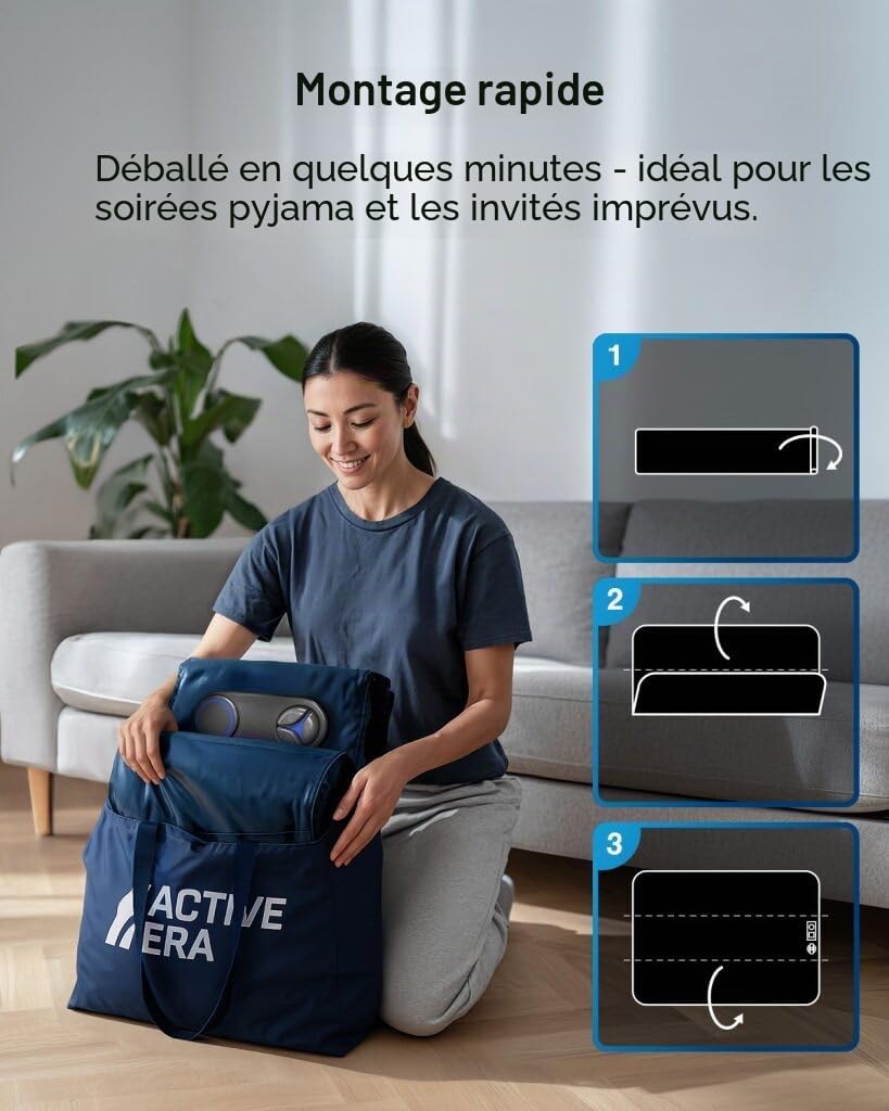 Active Era Matelas Gonflable 2 Personnes 152×203×35,5 cm – Confort Max, Pompe Électrique Intégrée, Gonflage Rapide 3 Min, Doux & Velours, Idéal Maison et Invités