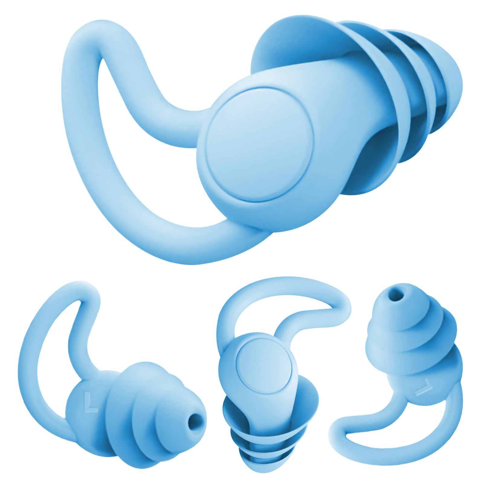 Miayaya 2 Pairs Swimmer Ear Plugs Reusable Silicone Earplugs for Swimming, Surfing, Sleep Aid, Noise Reduction for Adults (Blue)