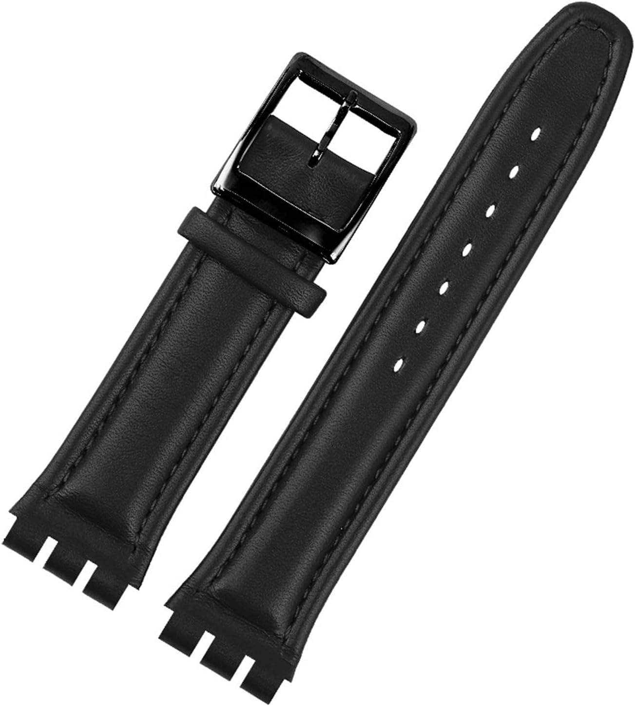 HMFang Genuine Leather Bracelet Compatible with Swatch YCS YAS YGS Irony Cowhide Watch Band 17mm 19mm Wrist Strap