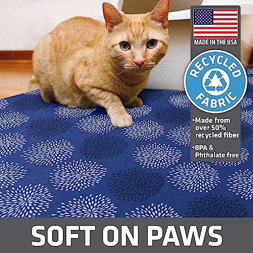 Image of Drymate Cat Litter Box Mat, Litter Trapping Mat, Waterproof, Urine-Proof, Absorbent, Machine Washable, Soft on Paws, Contains Mess, Protects Floors, Kitten Supplies, Dark Blue, 20x28