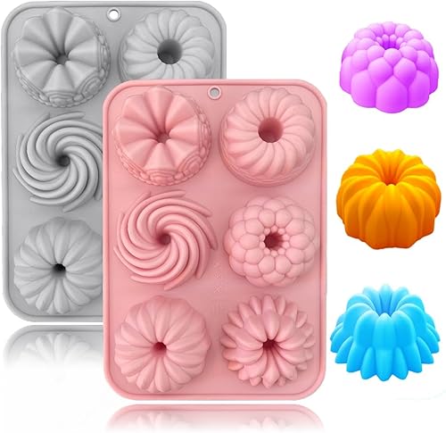 ROMINVIC Moldes de silicona, molde para hornear donas de silicona de 6 cavidades, moldes de gomitas, molde de silicona antiadherente para cupcakes,