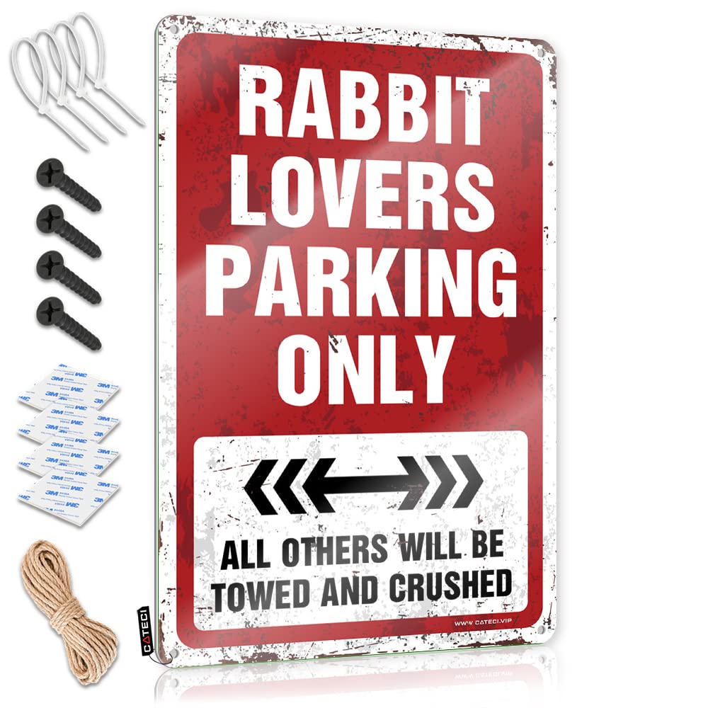 KRAZMURONGD Garage Signs For Men Vintage Bar Signs Vintage Rabbit Lovers Parking Only Tin Sign(30X40CM)