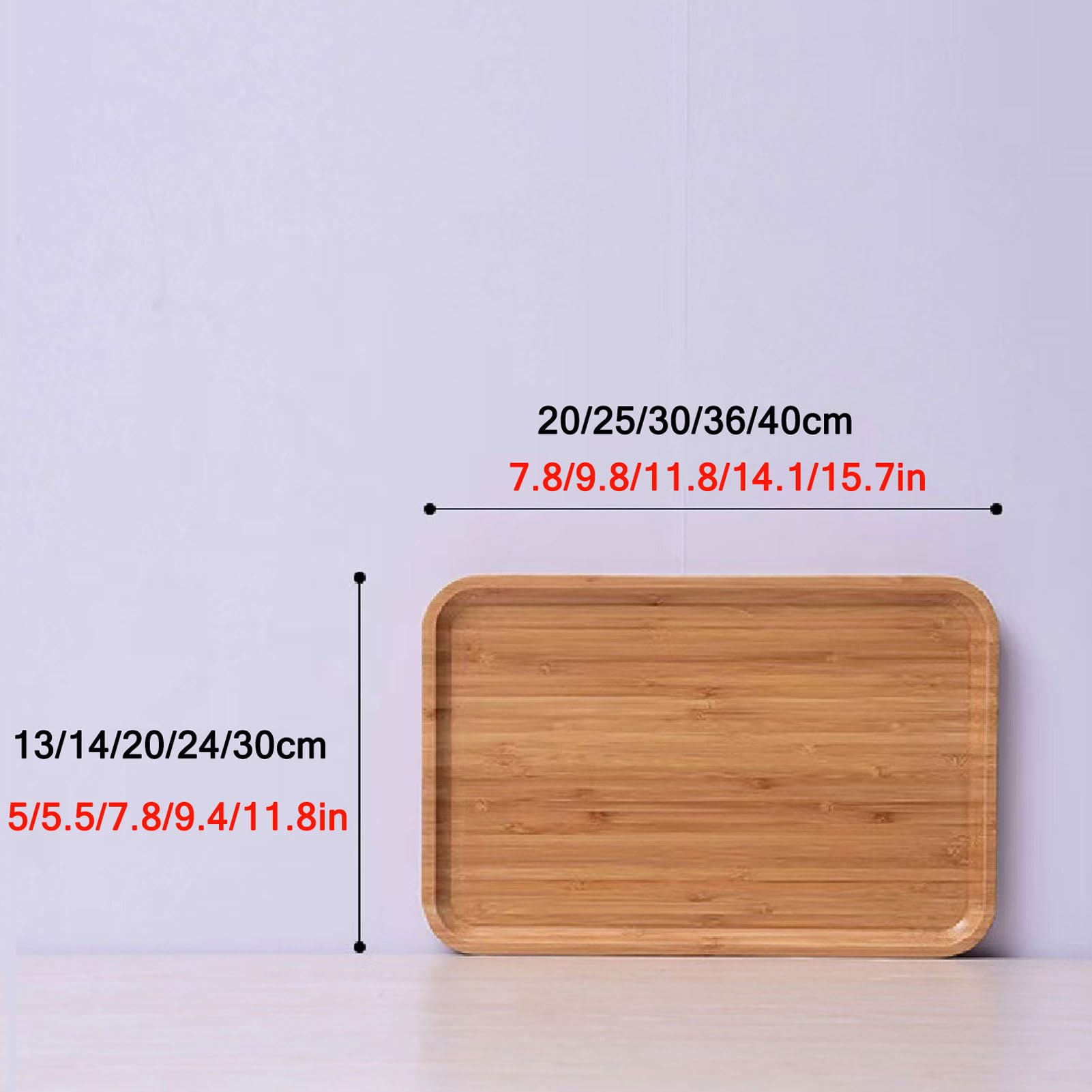 HUHJYUGE Bandeja de Servir Rectangular, Bandeja de Servir Bambu, Bandejas para Servir Comida, Bandeja de Servir Redonda, para Bocadillos, Pan, Fruta, Café, Leche (Rectangular/40x30cm)