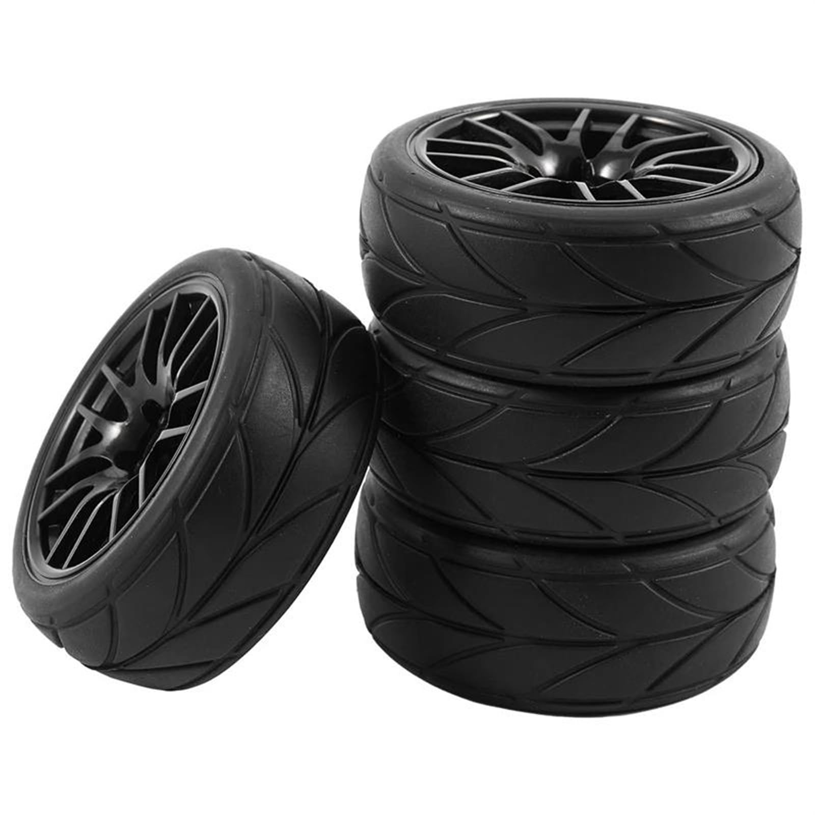 RC Pneus Jante Compatible avec Hsp pour Hpi 9068-6081 4 Pièces 1/10 Pneu en Caoutchouc Rc pour Pneus De Voiture De Course sur Jante De Roue De Route Mise À Niveau De Voiture Rc