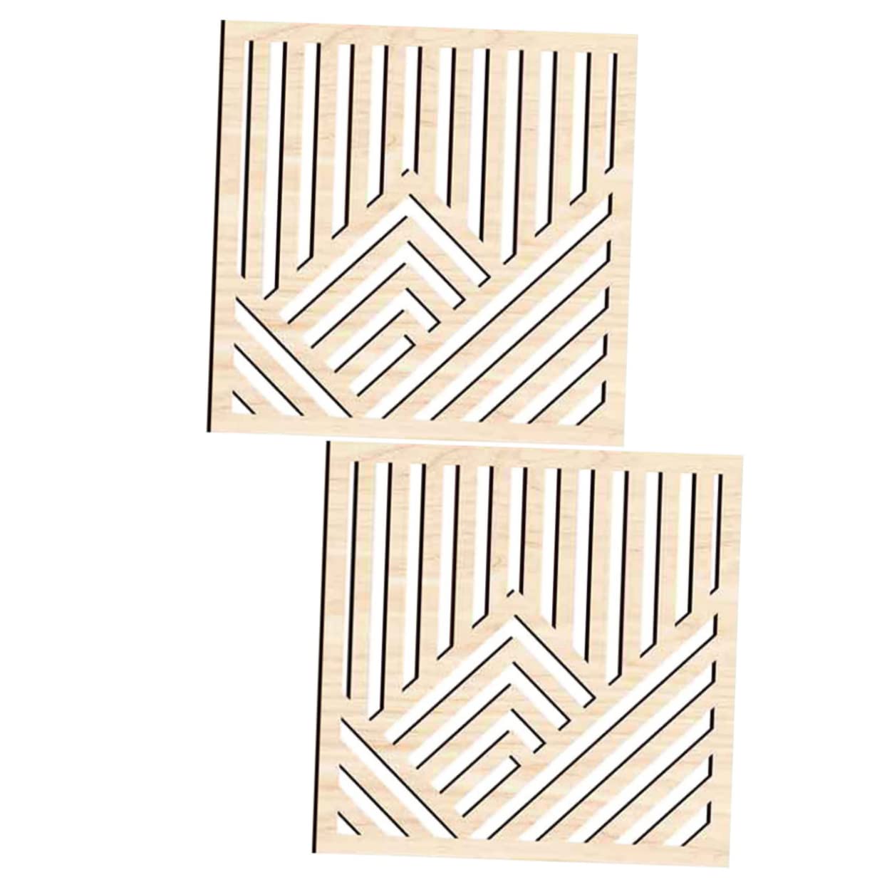 BIUDECO 2Pcs Wooden Wall Panels 7.87X7.87In Abstract Hollowed Wall Art Decor for Home Living Room Office Rustic Style Decorative Stickers