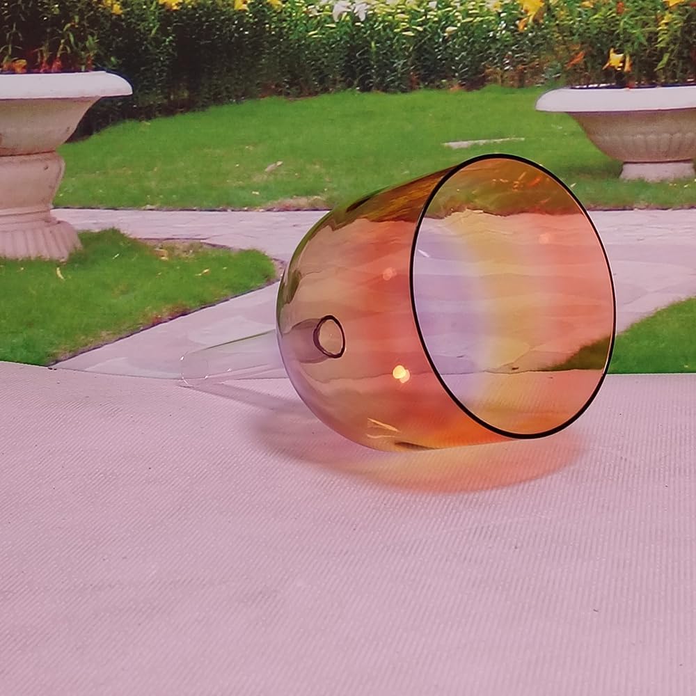 ENERGYSOUND Rainbow Handle Clear A# Pineal Chakra Quartz Crystal Singing Bowl 6 inch