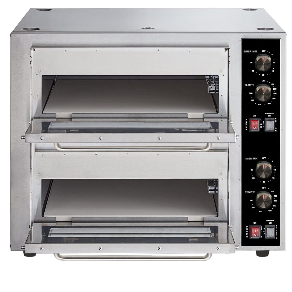 Hakka Double Deck Countertop Pizza/Bakery Oven with Two Independent Chambers-4400w/220-240V