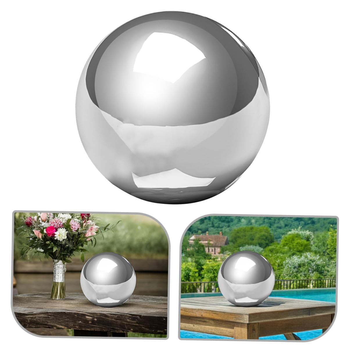 TOYANDONA Sfera in Acciaio Riflettente Lucidata Per Giardino Esterno Sfera Decorativa Da Prato Patio Cortile Specchio