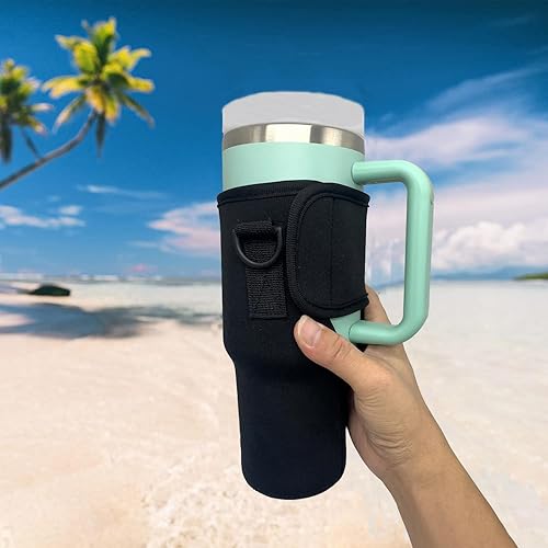 Miniatura 7 de Wanty Funda aislante de neopreno de 40 onzas, funda protectora reutilizable para botella de agua con correa de asa, apta para vaso Stanley/Simple