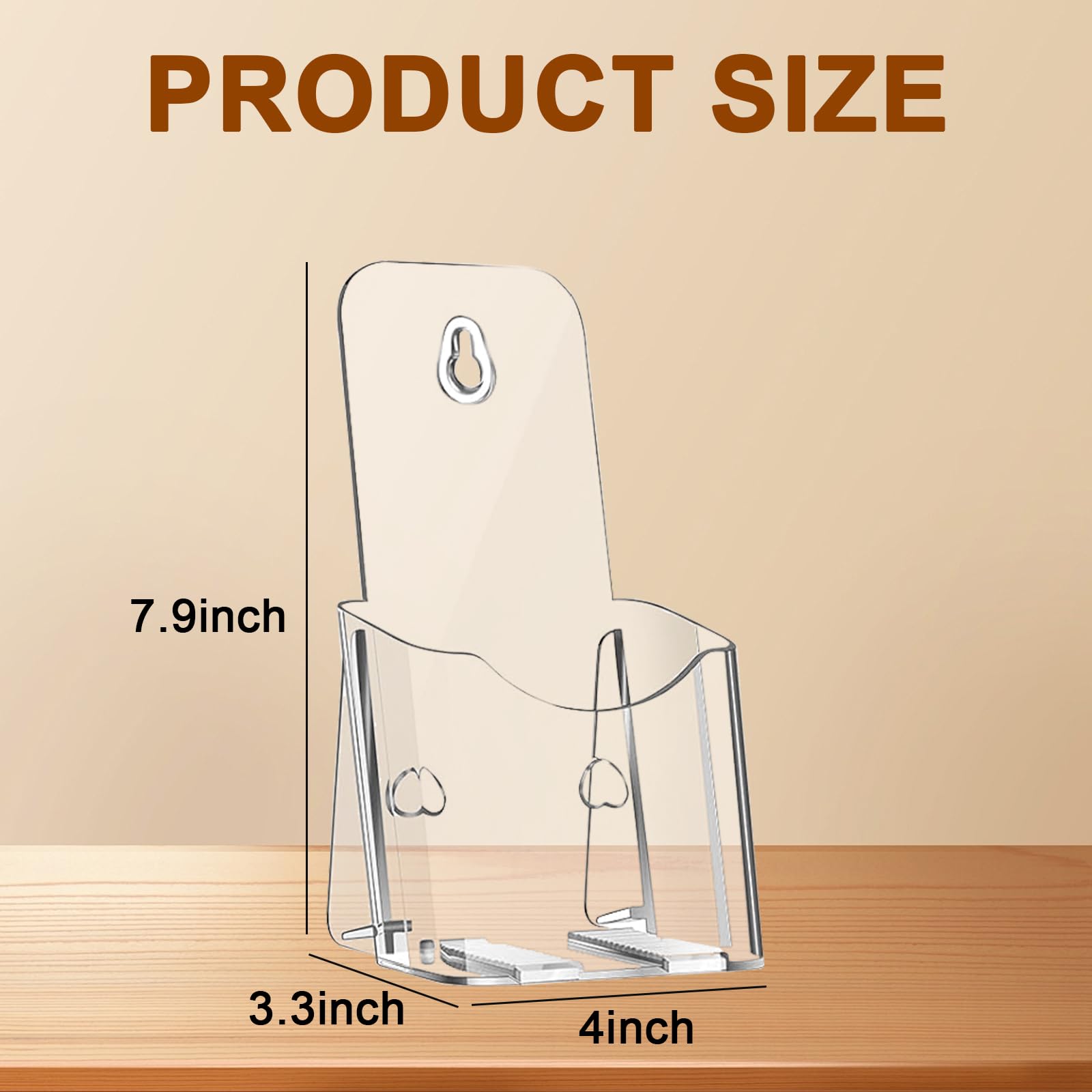 Hyuetrsa 20 Pieces Acrylic Brochure Holder,4 x 7.9 Inches Brochure Display Stand,Clear Literature Holder with Hanging Hole, Desktop Storage for Brochure,Magazine,Map,Booklets,Leaflet, transparent