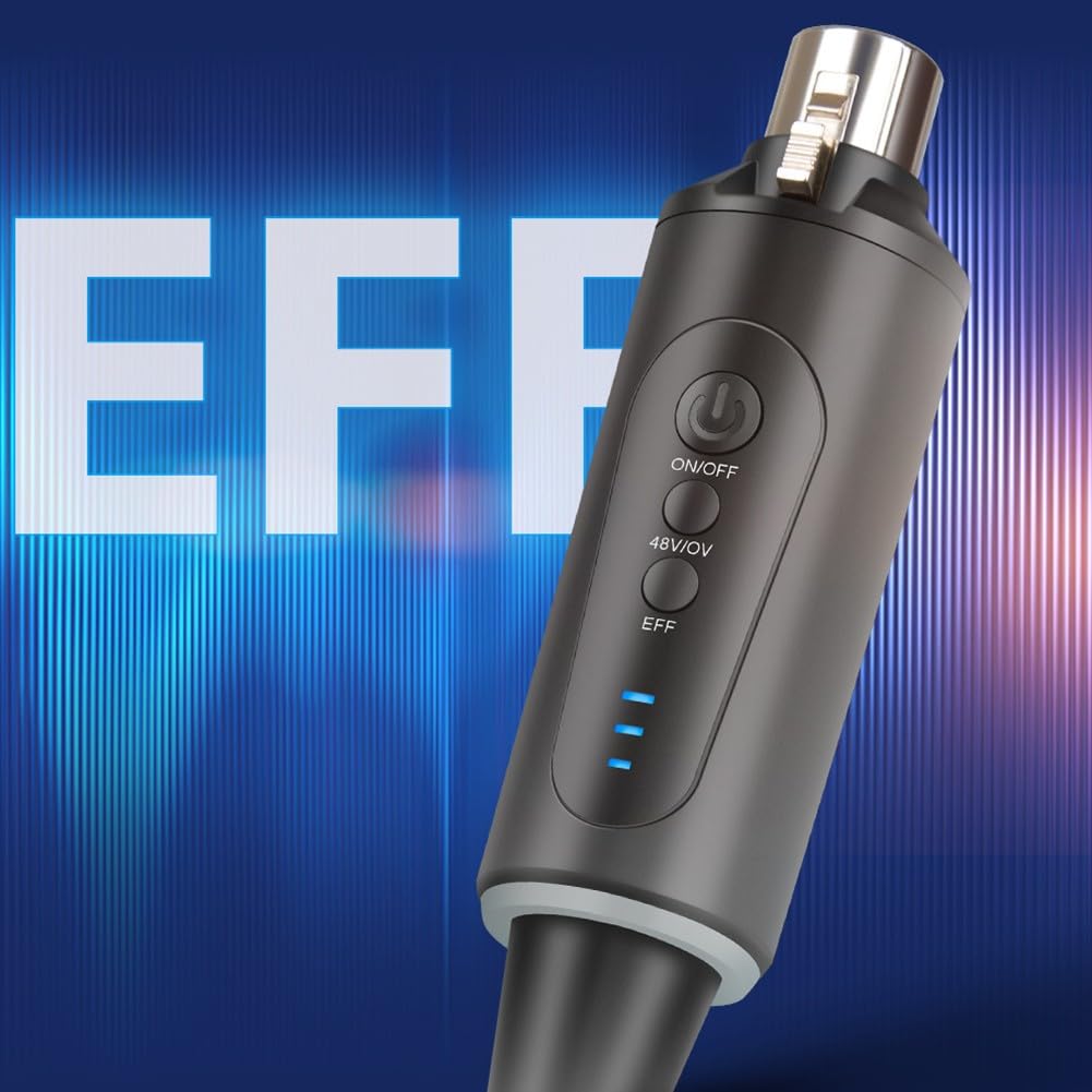 ZYWUOY Kabelloses XLR-Mikrofonsystem, aufsteckbarer Sender und Empfänger mit 48 V Phantomspeisung, tragbares ABS-Audio-Kit für Live-Auftritte und Aufnahme