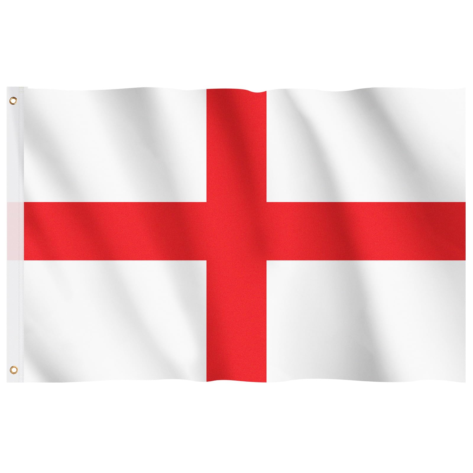 England Flag, Hianjoo Flag of St George 5ft x 3ft with Eyelets Coronation, Vivid Color Fade Proof Polyester Canvas Header Double Stitched Great British Flags 90 * 150CM