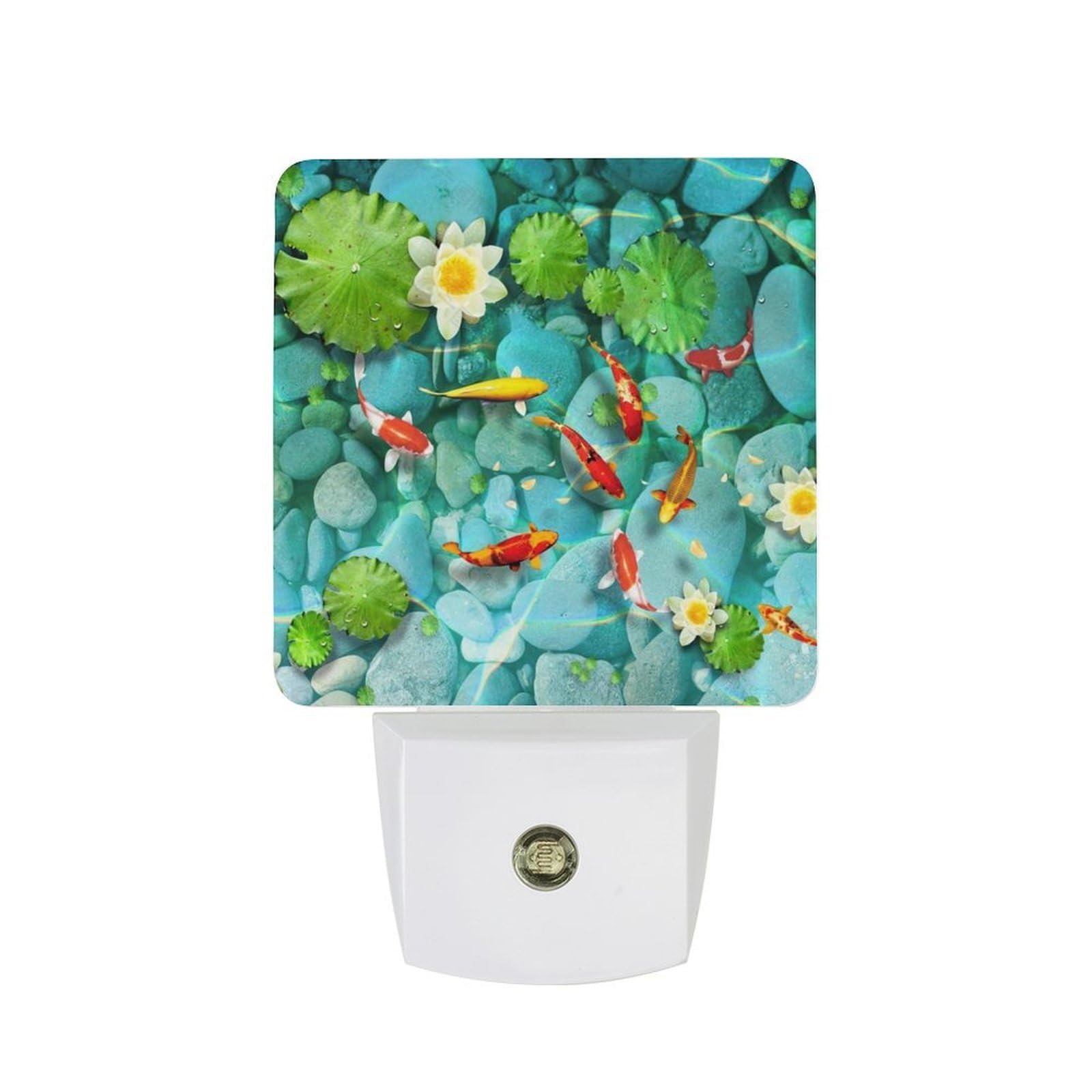 Nqrxadcrt Style Japanese Pretty Koi Fish Print Night Light Plug In Wall Lights Bedside Lamp Bedrooms Home Hallways Decoration