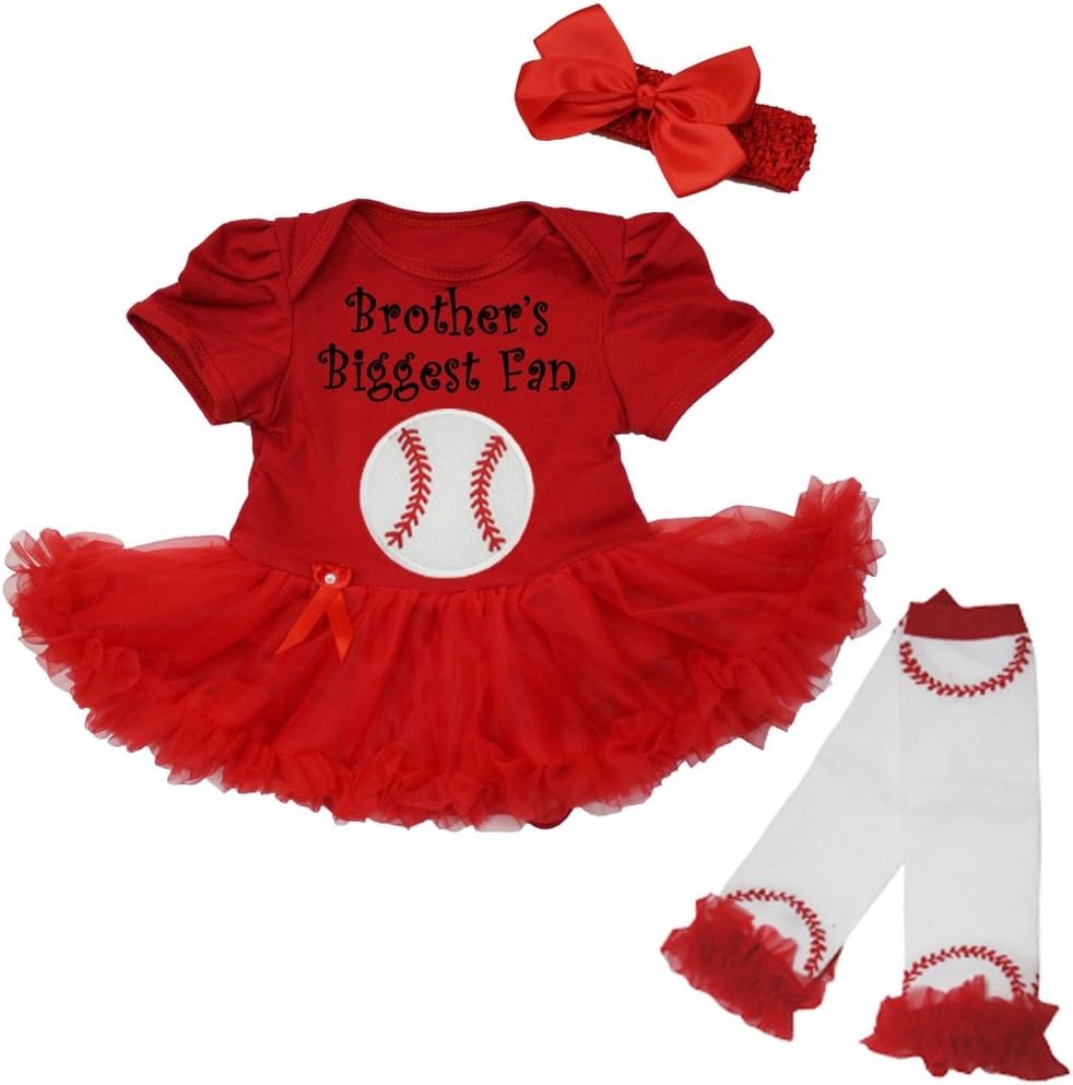 Petitebella Brother's Biggest Fan Baseball Baby Dress Leg Warmer Nb-18m