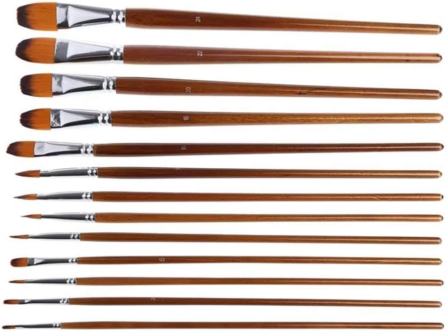 13Pcs Artist Paint Brush Set Nylon Hair Watercolor Oil Painting Acrylic Drawing