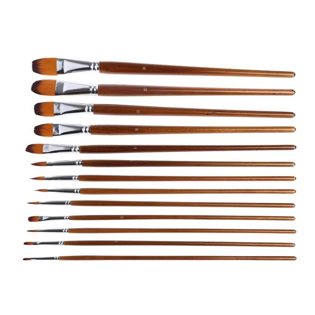 Ensemble de pinceaux d'artiste 13 pièces en Poils de Nylon Aquarelle Peinture à l'huile Dessin Acrylique
