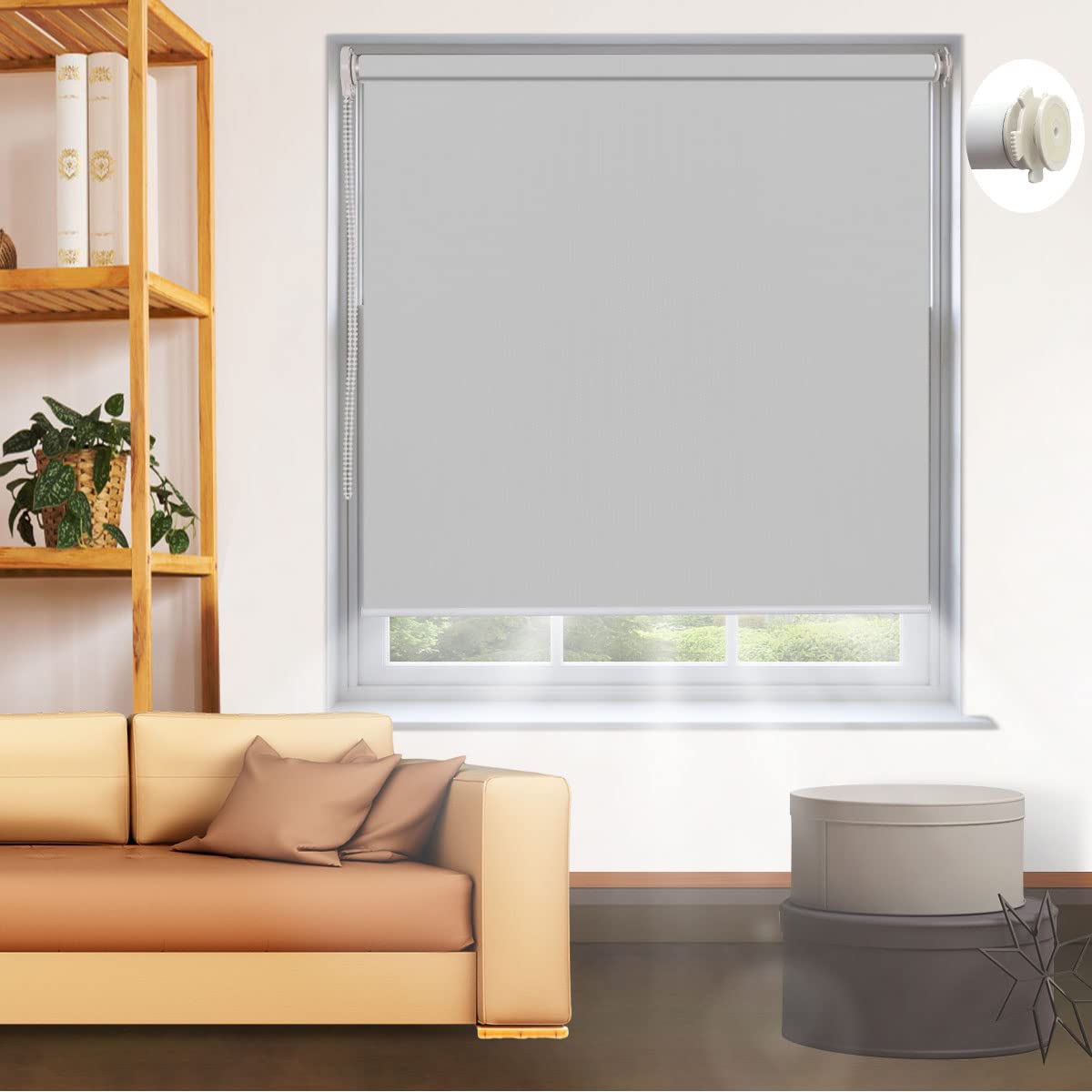 遮光　スクリーン（突っ張り式の取付簡単） Amazon｜Getopblinds ロールスクリーン つっぱり式 1級遮光 ロール