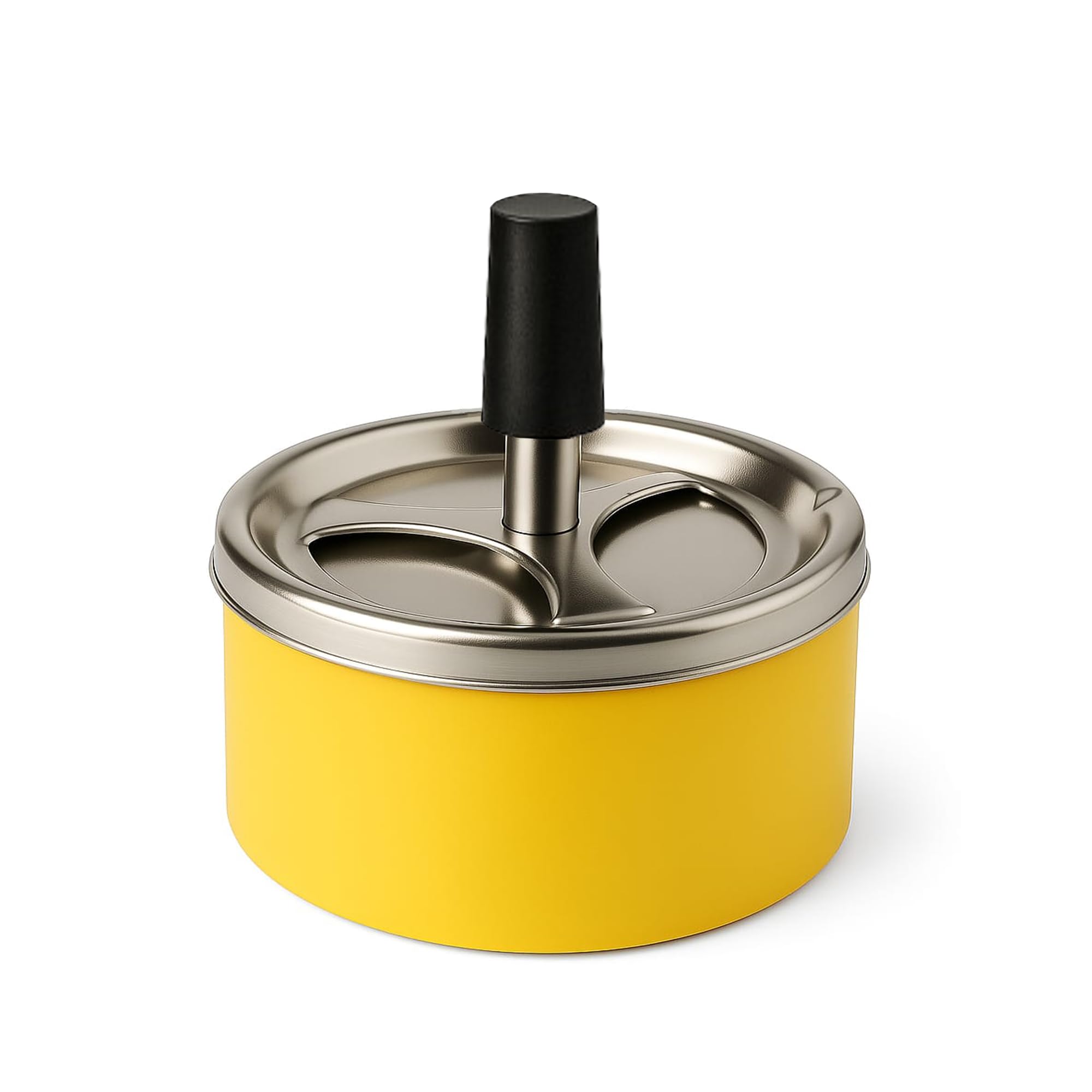 Stainless Steel Tabletop Push Down Cigarette Spinning Ashtray with Lids | Windproof and Odor Free Cool Ashtray | For Home and Outdoors