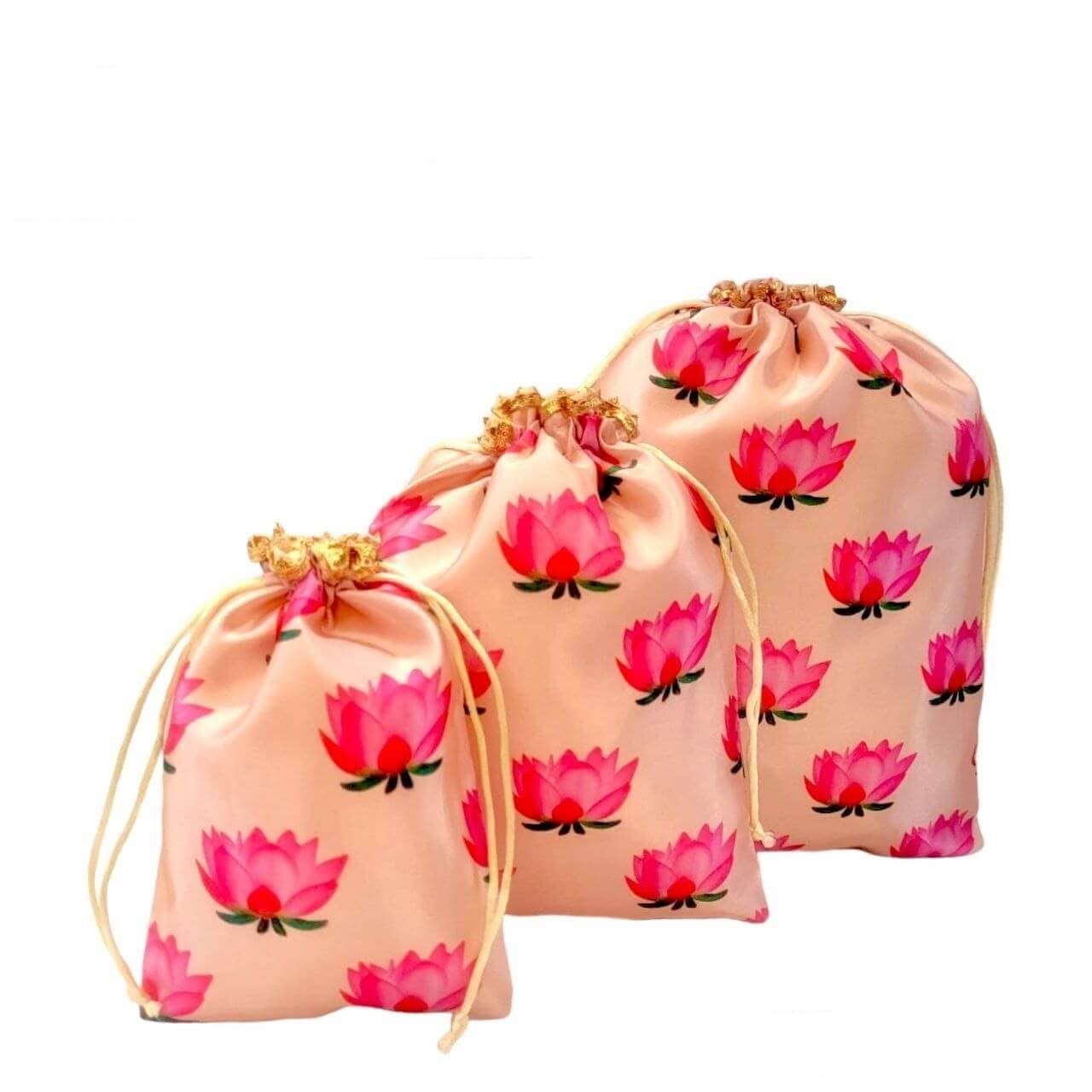 GoldGiftIdeas Pichwai Lotus Print Potli Bag for Gift, Pouches for Dry Fruit Packing, Potli Pouches for Housewarming, Gift Pouch Potli Bags, Potli Pouches for Return Gift (30 x 23 CM) (Pack of 5) (B0DBLSSWMF) Amazon Price History, Amazon Price Tracker