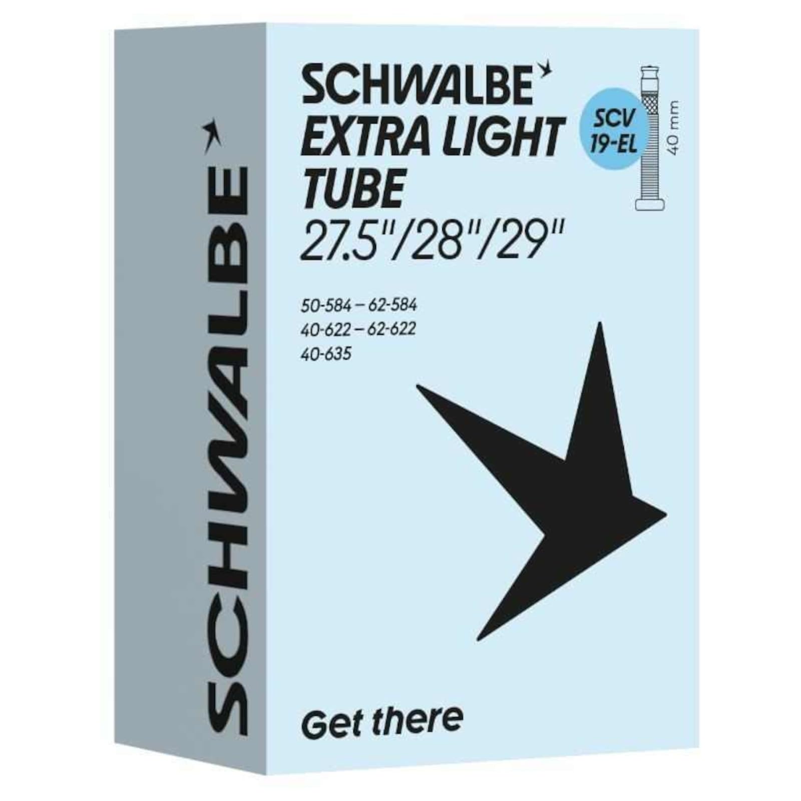 Schwalbe Bicycle Inner Tube SCV19-EL Extra Light 40/62-584/635 IB Black 40 mm