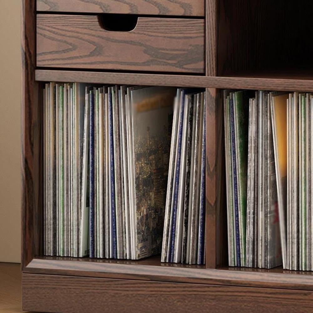 Stojak na płyty CD Szafka boczna z półką na książki litego drewna
