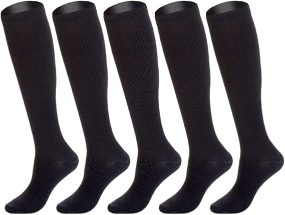 Amazon Co Jp Nanooer 5足組 着圧ソックス メンズ 靴下 ハイソックス 加圧 段階着圧 弾性ストッキング 男性用 医療 看護師 スポーツ フィットネス ブラック S Xl 服 ファッション小物