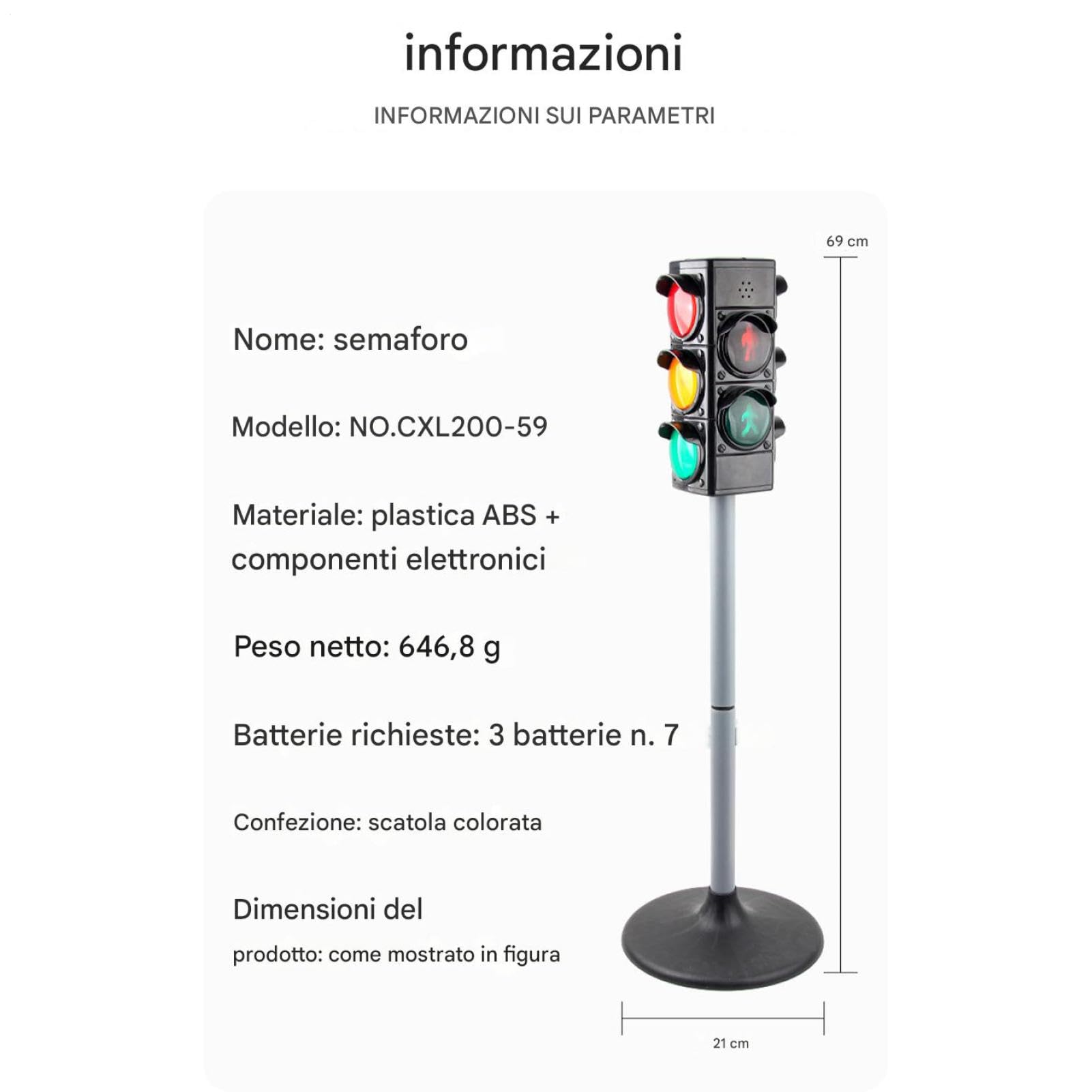 Giocattolo Semaforo - Modello Segnale | Modellini Di Traffico, Modellini Di Segnale Da 25 Cm Di Altezza, Semaforo Educativo Per Giochi Di Finzione, Attività Di Apprendimento In Età Prescolare