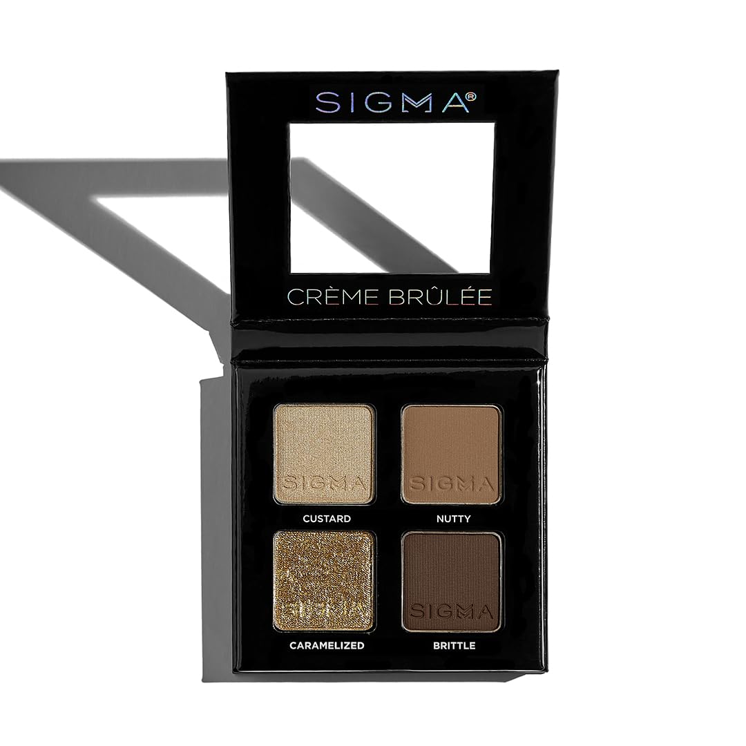 Sigma Beauty Quad Eyeshadow Palette – Makeup Eyeshadow Quad with a Buttery Soft Formula and Buildable, Blendable Shades for a Flawless Eye Look, Designed for All Day Wear (Crème Brûlée)