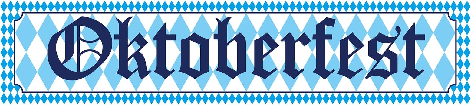 Oktoberfest Decorations - Oktoberfest Sign Banner Backdrop White and Blue Bavarian Check Flag Porch Sign Welcome Banner for German Theme Party Beer Festival Oktoberfest Party Supplies