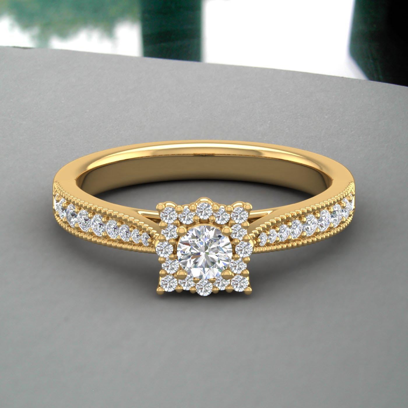 1/2 Carat Round Diamond Engagement Ring in 14K Gold (I1-I2 Clarity)