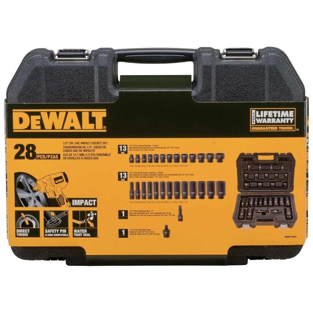 Dewaltimpact Socket Set Sae Combination Set Inch Drive