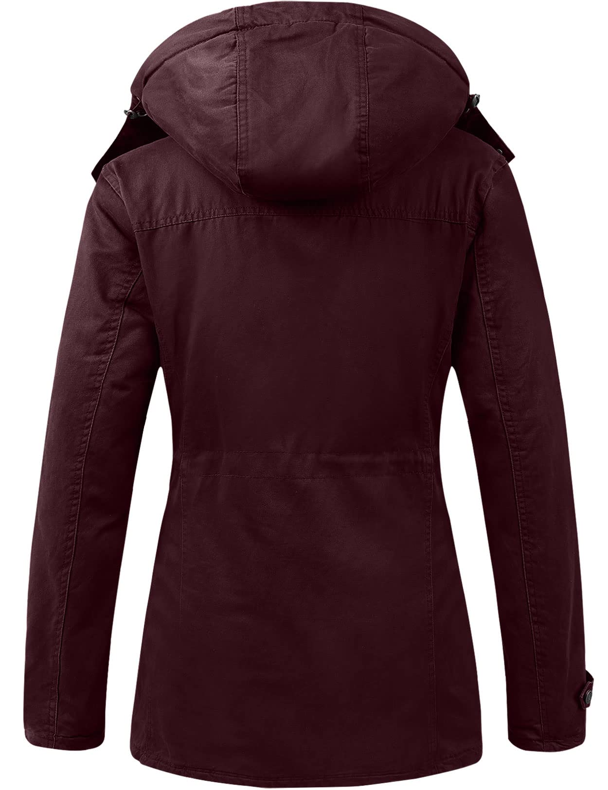 Uoiuxc Women's Warm Winter Coat Hooded Fleece Lined Parkas Jacket (Wine Red,Small)