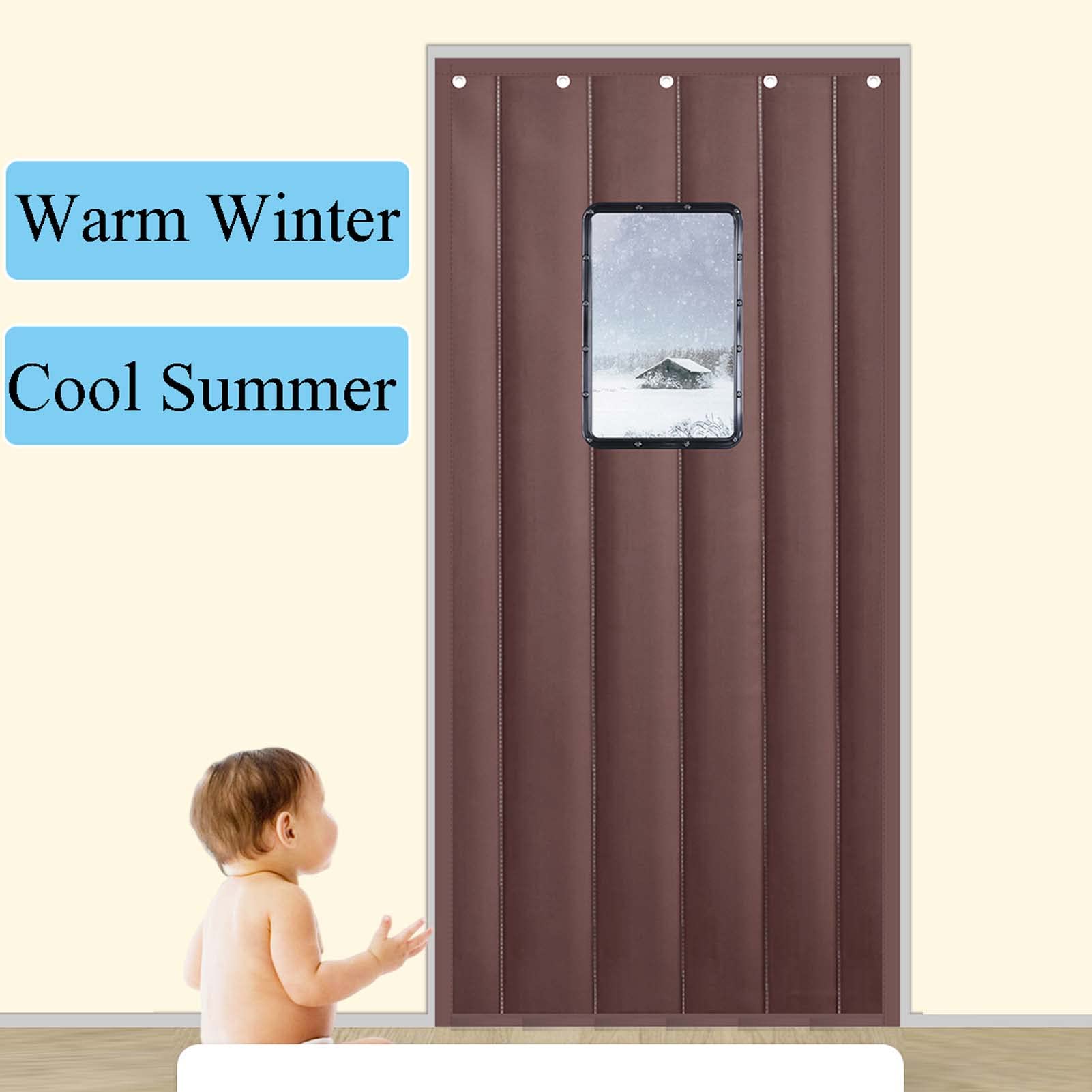 Tenda per porta con isolamento termico resistente, impermeabile, antivento, copertura per ingresso, riduzione del rumore, in pelle PU, schermo per protezione invernale (E 80 cm x 230 cm)