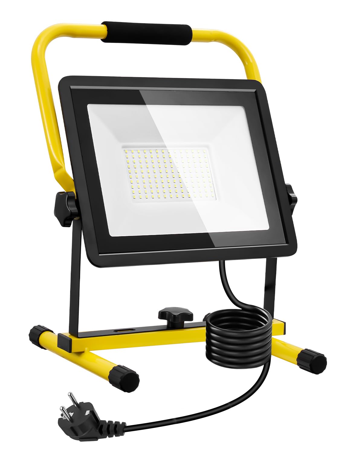 Projecteur LED Chantier 100W, 10000LM Blanc Froid, Étanche IP66, Portable avec Câble de 9.84FT, Aluminium et Verre, Moderne, Pour Extérieur, Garage, Atelier