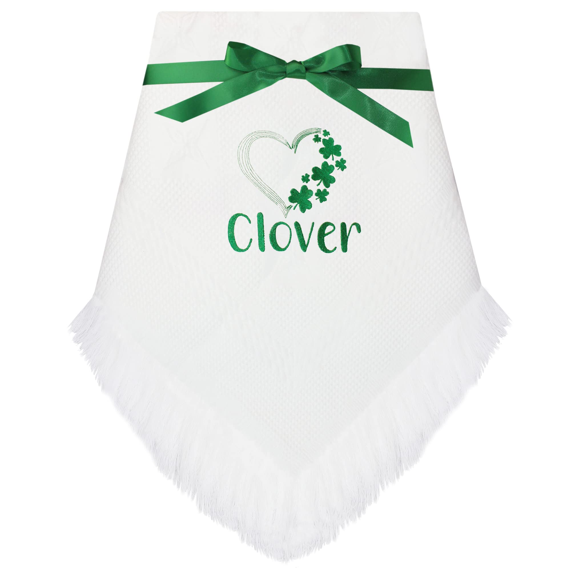 Teddyts White Personalised Irish Clover Heart Baby Shawl Blanket Gift