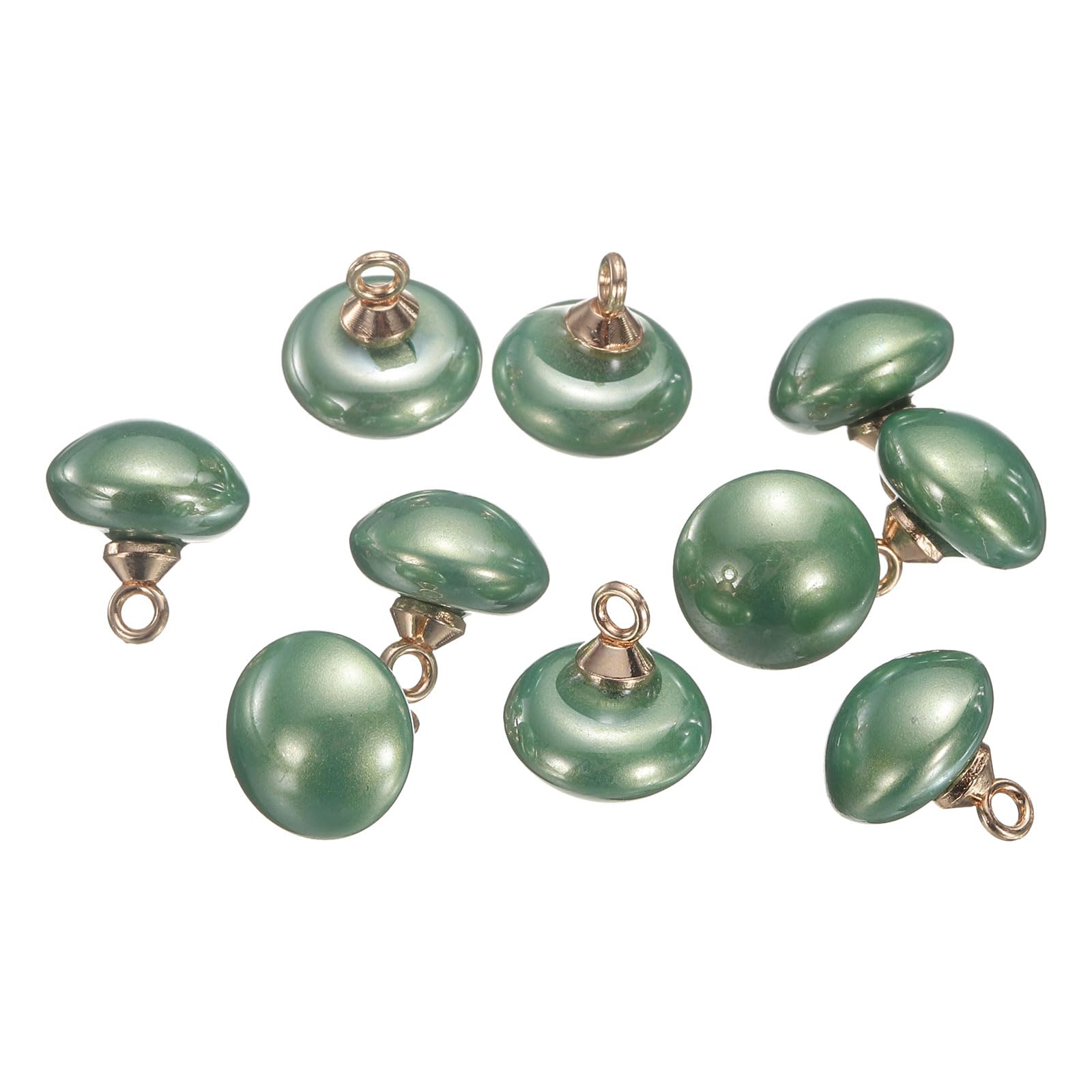 QUARKZMAN 20pcs 16L Perle Finto Nere Tonde Bottoni 10mm 3/8 Anello Metallo Oro Bottoni Cucito Sostituzione DIY Bottoni per Cucire Abiti Abito da Sposa Matrimonio DIY Artigianato