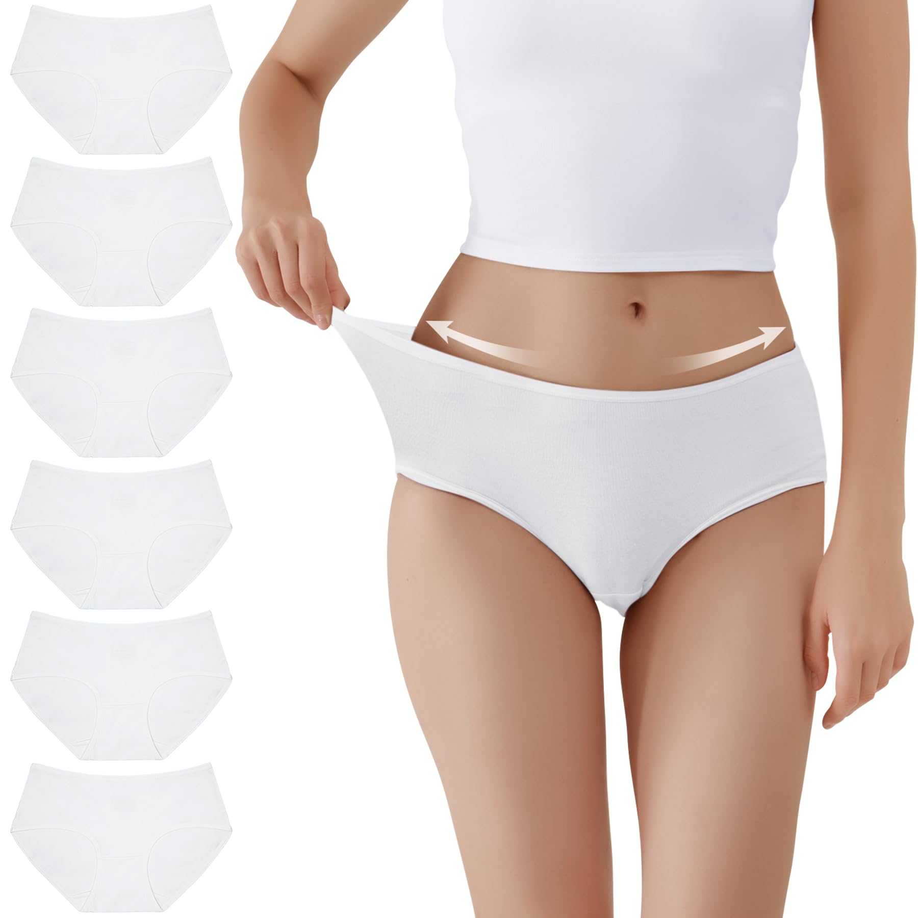 TUUHAW Unterhosen Damen Unterwäsche 6er Pack Baumwolle Slips Mittel Taille Panties