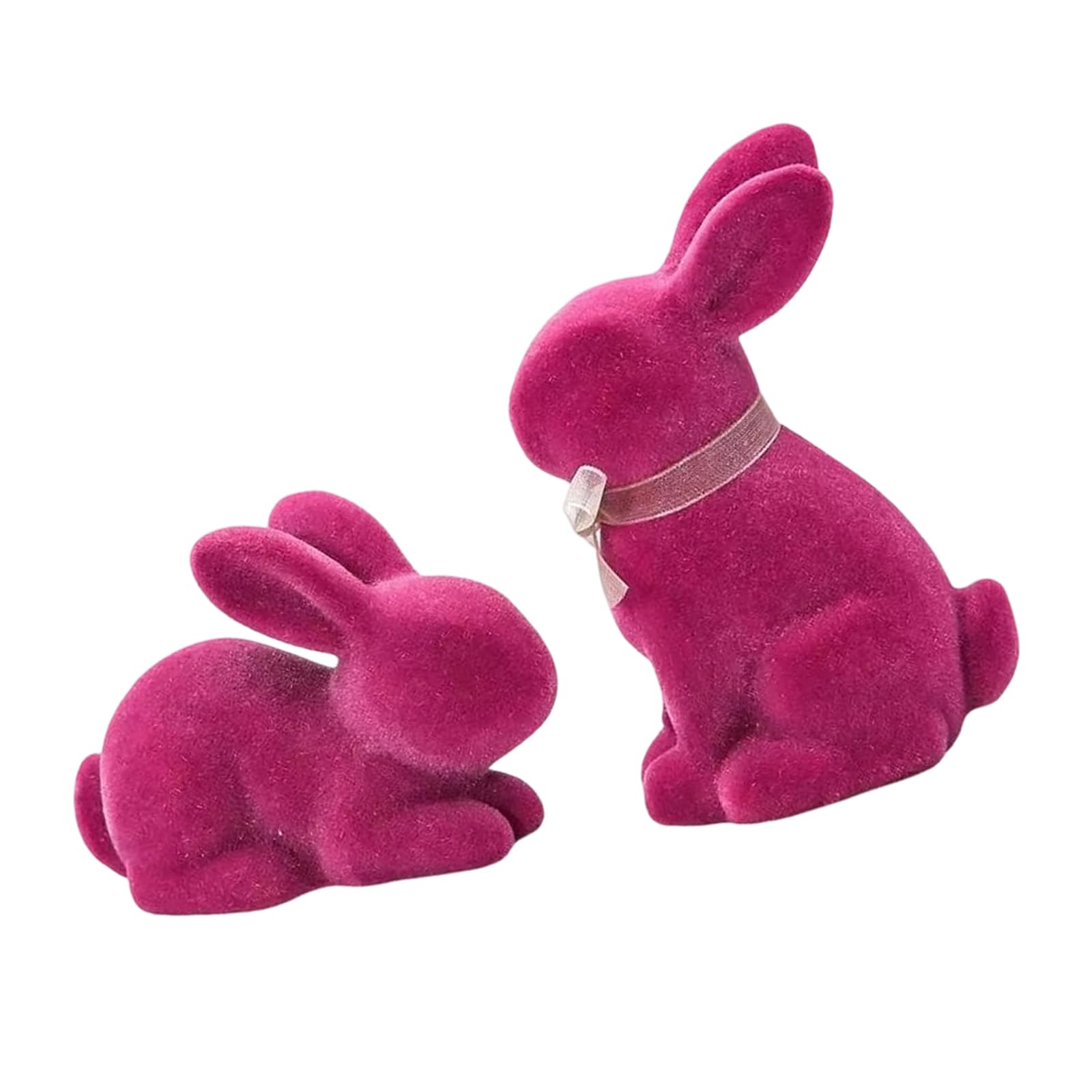 TFAOYS 1 Pair Easter Themed Animal Sculptures Flocking Texture Resin Desktop Ornament Perfect for Seasonal Styling Desktop Easter Ornament