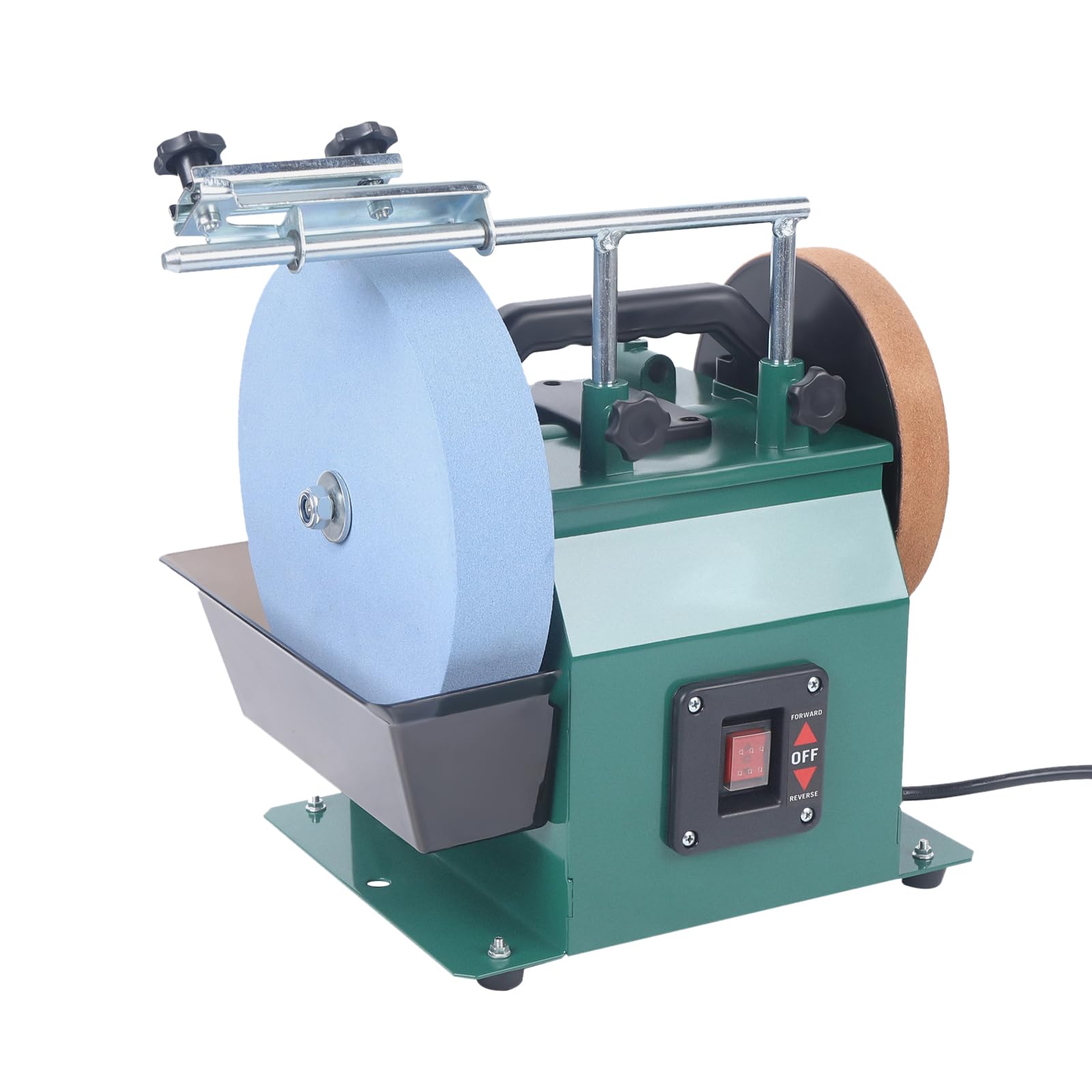 FXEIPOL Water Cooled Knife Sharpening Machine 10 Inch Electric Knife Sharpening Machine Wet Sharpening System with Polishing Paste Knife Bench Sharpening Tools for Wood Turners, Wood Workers
