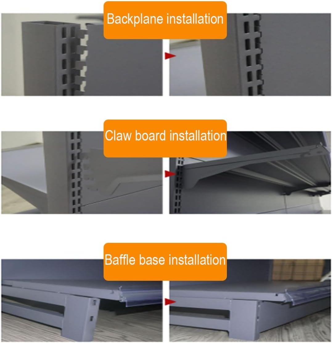 Store Display Gondola Shelving, 4 Shelves Retail Gondola Shelving Wall Display Rack - Supermarket Shelves, for Convenience Grocery Office Supply Or Liquor Stores(93 * 165cm/36.6 * 64.9in)