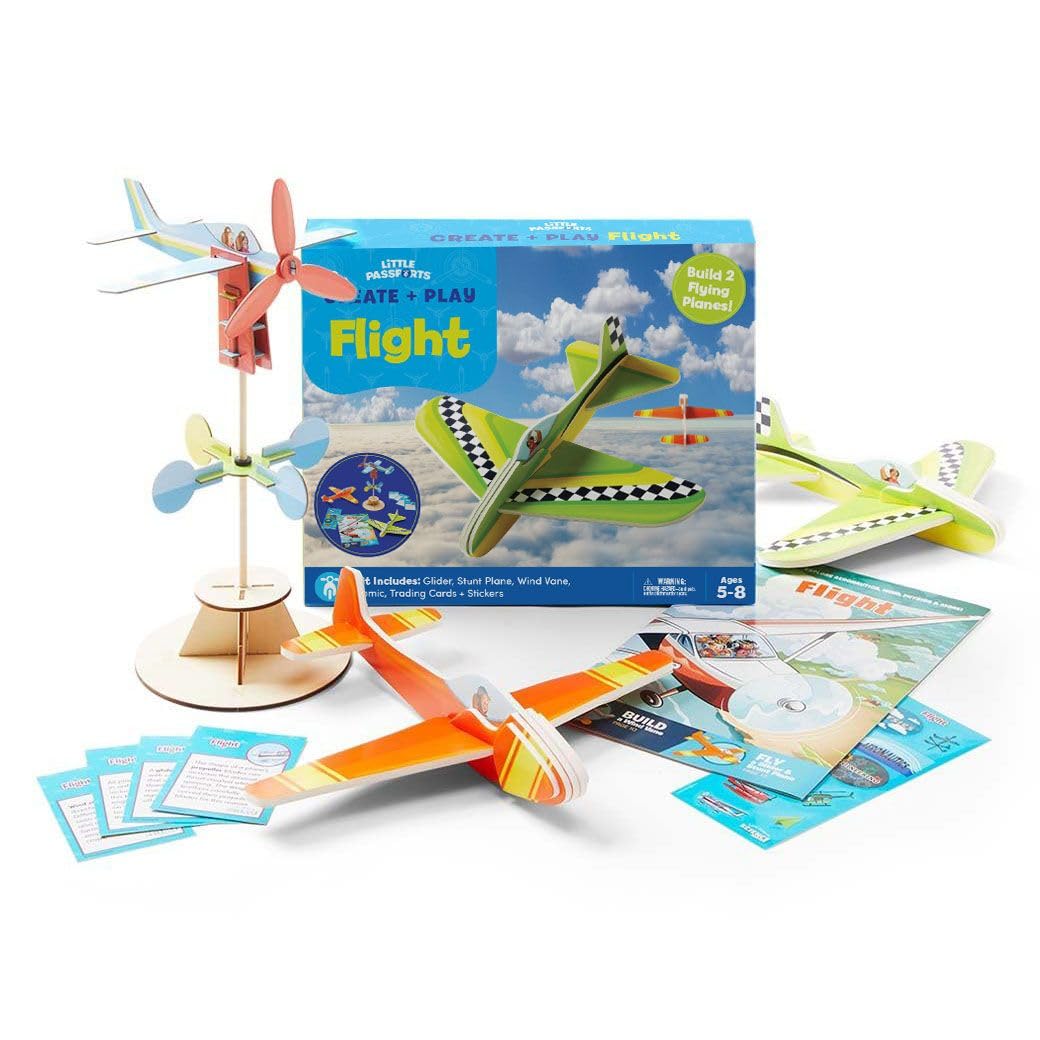 Little Passports Create + Play: Flight | Foam Glider Airplane Kit for Kids | Model Plane Toys & Activities | Mini Airplanes & Gliders | Gifts for Ages 5-8