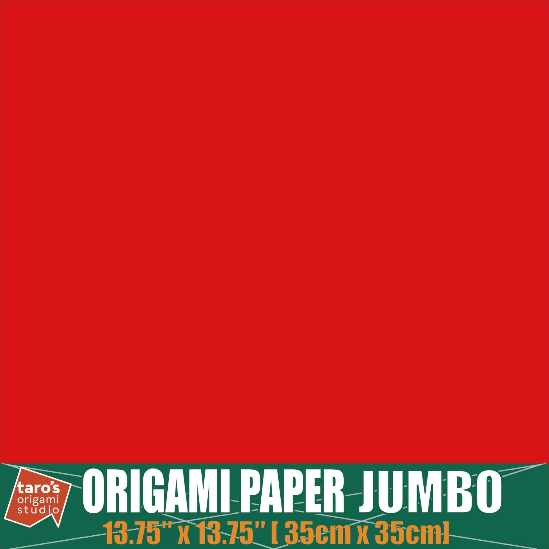 [Taro's Origami Studio] Jumbo de 35 cm, un solo color (rojo) 25 hojas (todo el mismo color), papel japonés cuadrado fácil de plegar (fabricado en Japón)