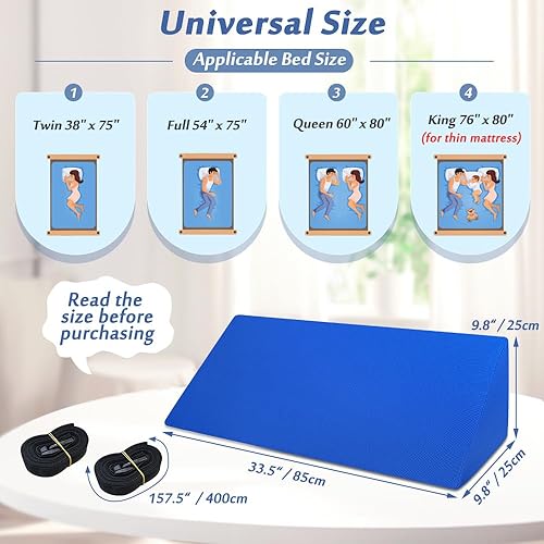 Miniatura 4 de AOSSA Almohada de riel de cama de espuma suave, rieles de cama para adultos mayores, protector de caídas, seguridad médica, riel de asistencia,