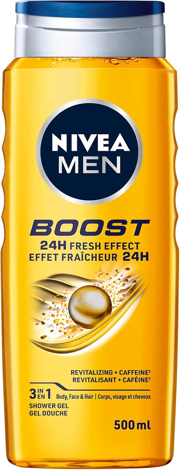 NIVEA MEN Boost Shower Gel 3in1 Body Wash (Body, Face & Hair