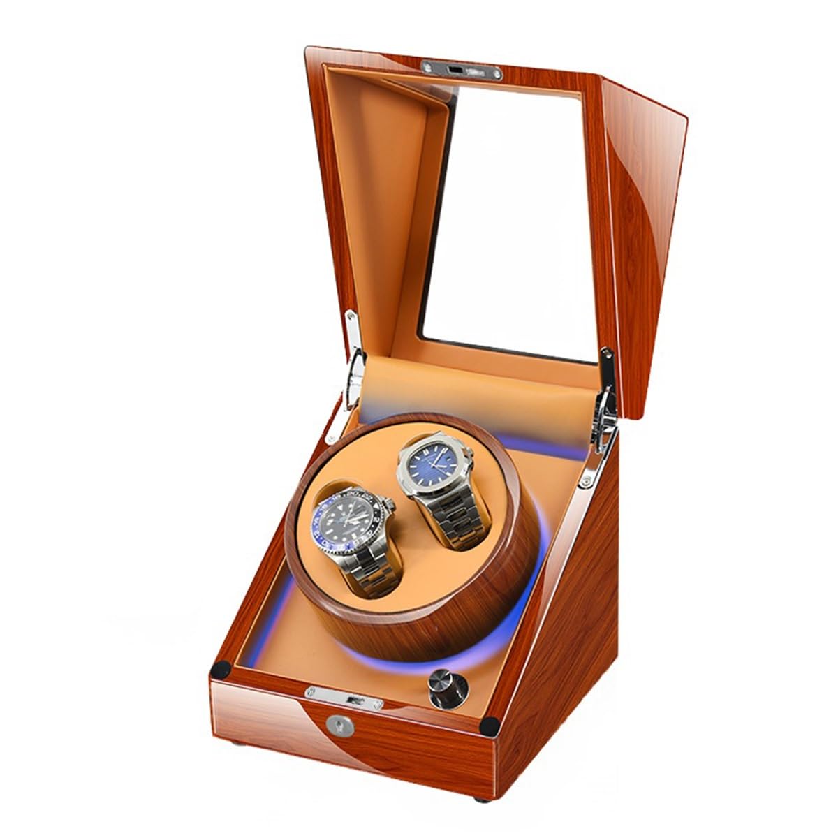 MYUYEE 2 Watch Winders For Automatic Watches Display Case With Quiet Motor 5 Rotation Mode Setting For Men'S And Women'S Wristwatch (Brown-2+0)